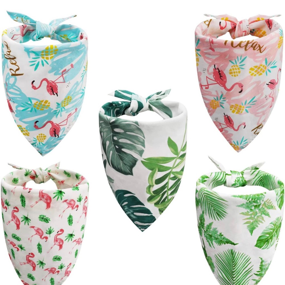 Dog Bandana and Dog Summer Scarf, Vaburs Adjustable Pet Puppy 5PCS/Pack (Medium)